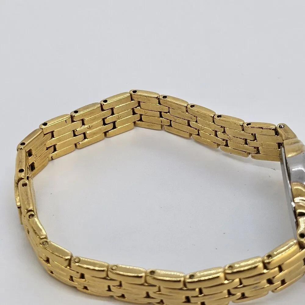 VTG Seiko Half Moon 14MM Women's Watch Black Dial Gold Tone Diamonds 6